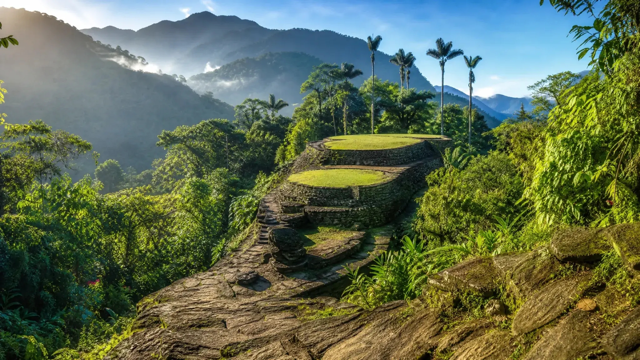 Escalones de acceso a Ciudad Perdida en la Sierra Nevada de Santa Marta